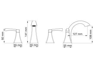 Смеситель для раковины на 3 отверстия Wonzon & Woghand Flex WW-88083095-CR хром